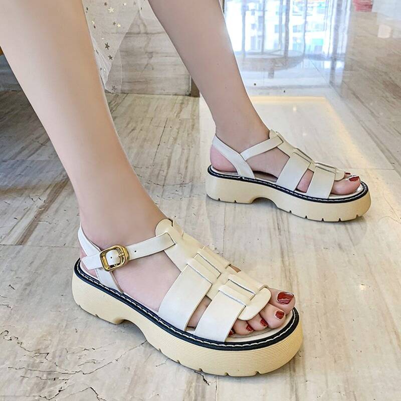 

Solid Ankle Strap Sandals, Beige