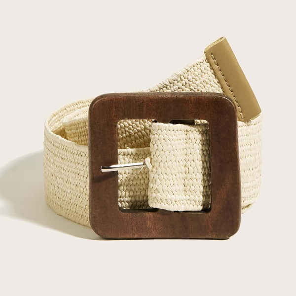 

Square Buckle Belt, Beige