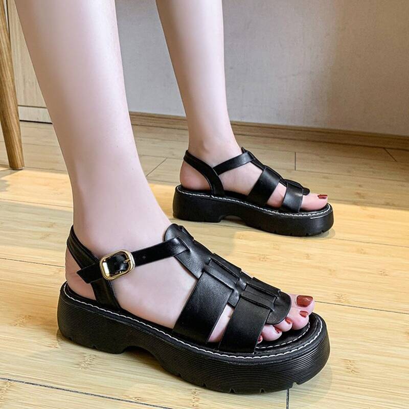 

Solid Ankle Strap Sandals, Black