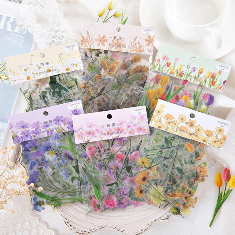 

40pcs Random Floral Sticker, Multicolor