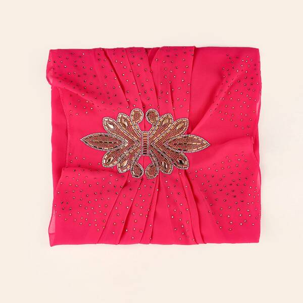 

Rhinestone Decor Scarf, Hot pink