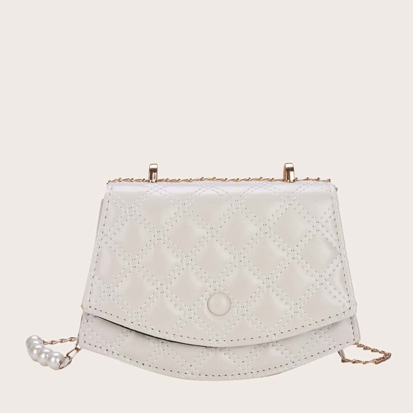 

Quilted Chain Shoulder Bag, Beige