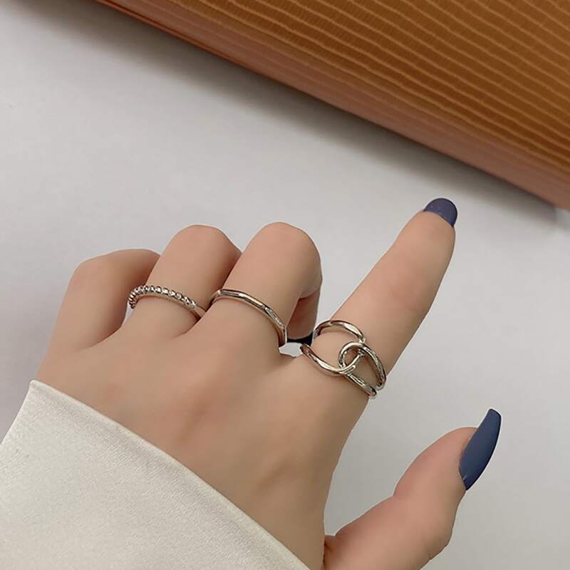 

3pcs Twist Design Ring, Silver
