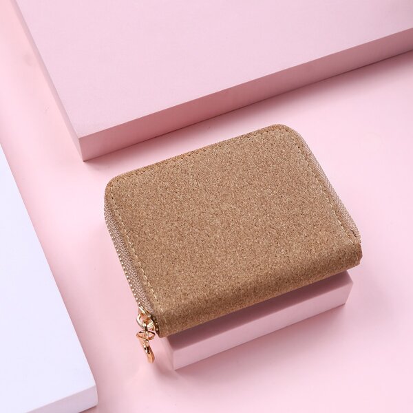 

Minimalist Zipper Up Small Wallet, Khaki