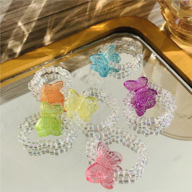 

1pc Random Butterfly Beaded Ring, Multicolor