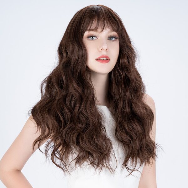

Natural Long Curly Wig With Bangs, Maroon