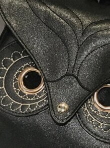 防水、卡通猫头鹰设计翻盖背包时尚猫头鹰形状新奇背包、时尚学院风学院包、女士休闲背包和钱包、背包、大容量、笔记本电脑隔层、便携、可爱、适合少女、女大学生、男孩和男士、非常适合办公室、大学、小学、中学、高中、工作、商务、通勤、体育场、运动、轻便小背包、迷你背包，适合返校和旅行 - 黑色 - 查看 6