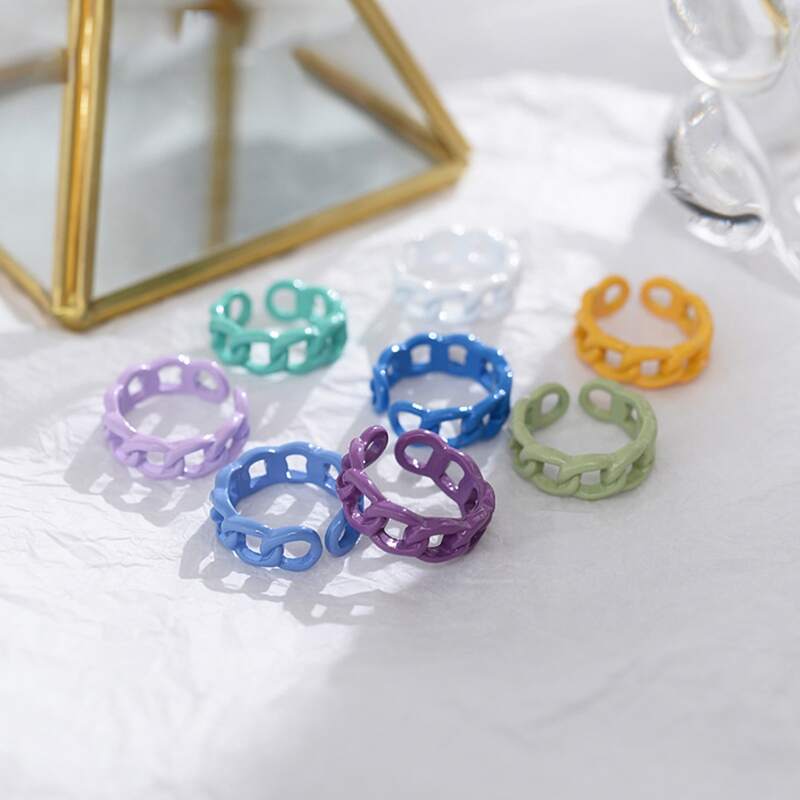 

1pc Random Chain Cuff Ring, Multicolor
