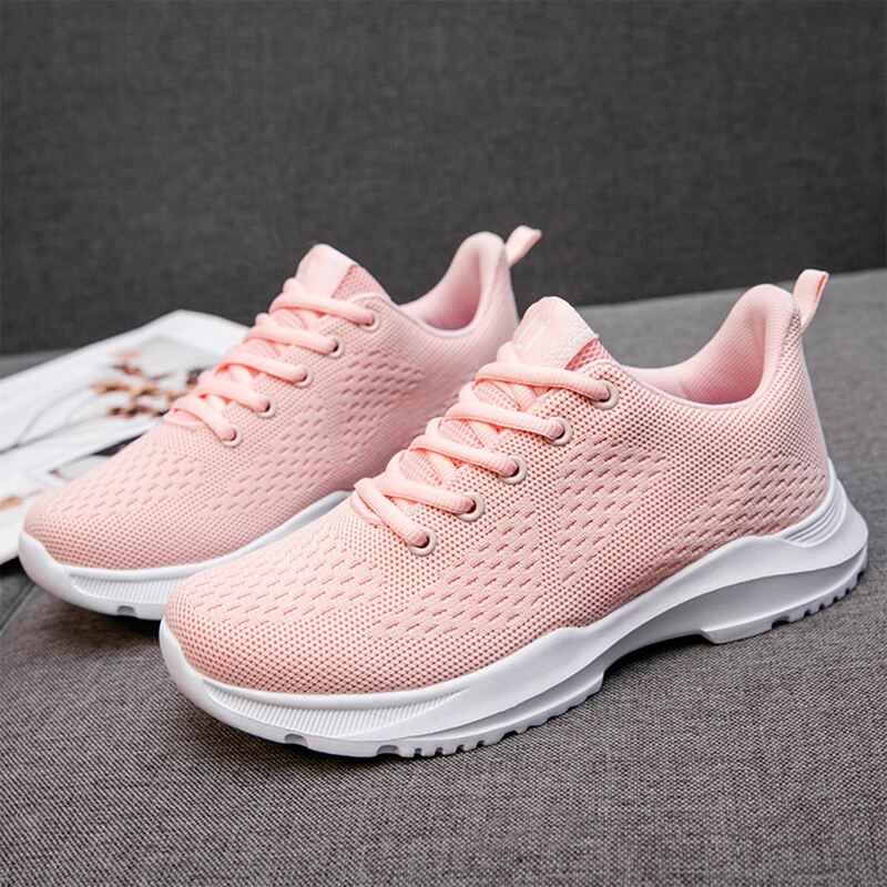 

Minimalist Knit Panel Sports Shoes, Pink