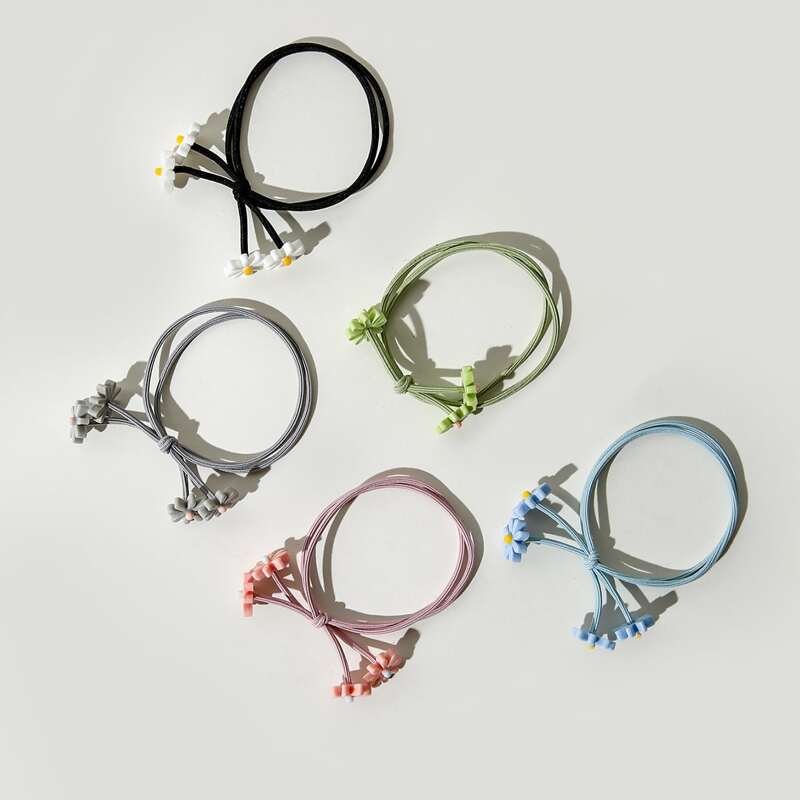 

5pcs Flower Decor Hair Tie, Multicolor