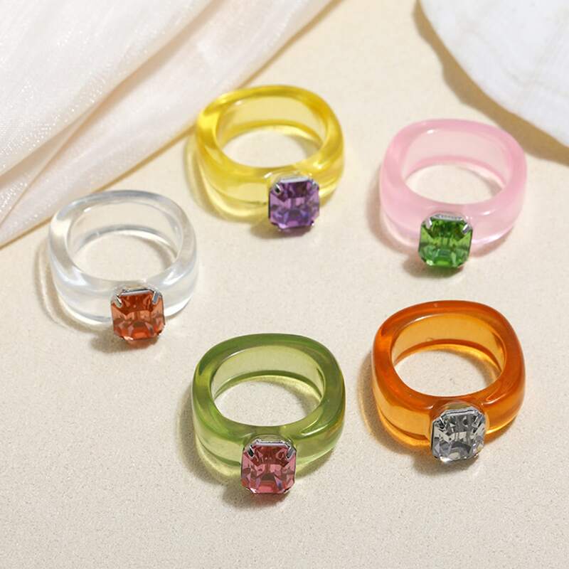 

1pc Random Rhinestone Clear Ring, Multicolor