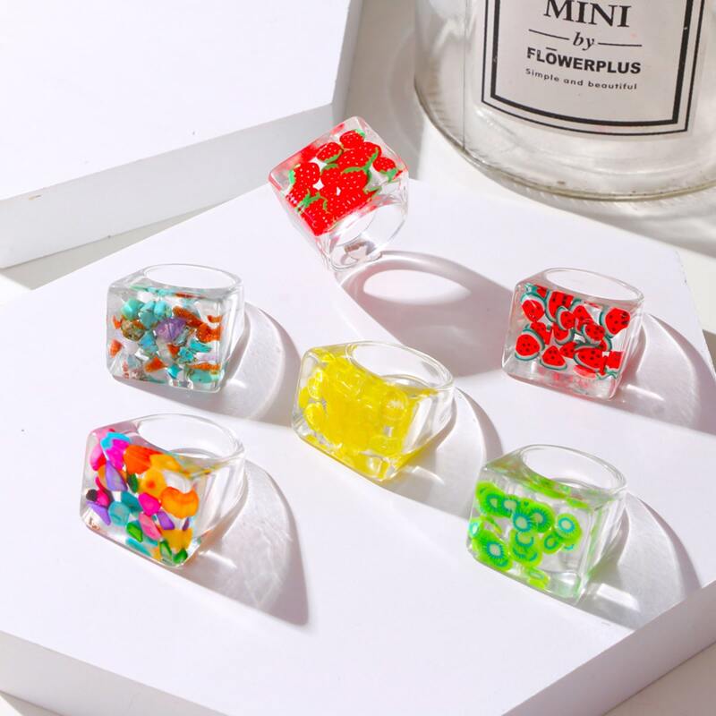 

1pc Random Fruit Clear Ring, Multicolor