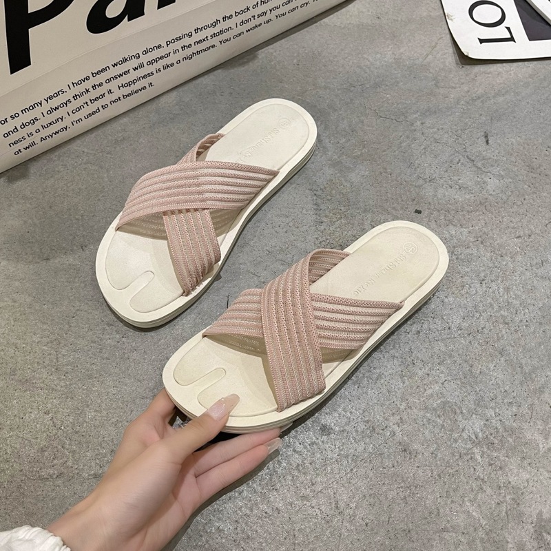 

Criss Cross Slide Sandals, Baby pink