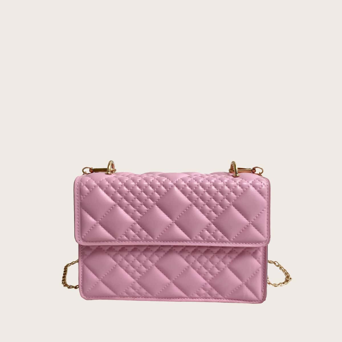 

Quilted Chain Crossbody Bag, Pink