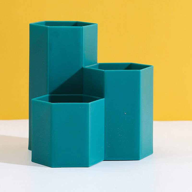

1pc Hexagon Shaped Desktop Storage Box, Dark green