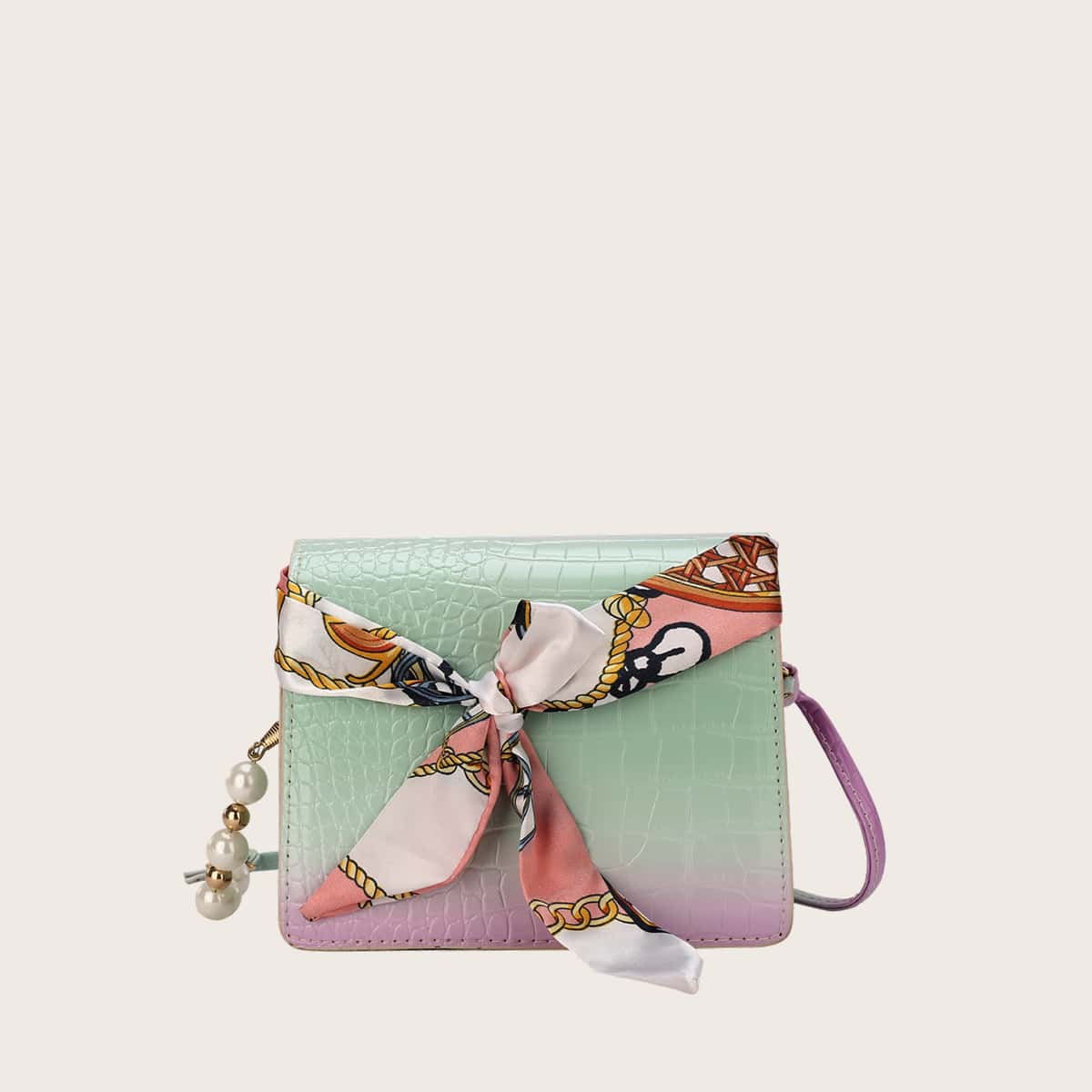 

Ombre Croc Embossed Crossbody Bag, Multicolor
