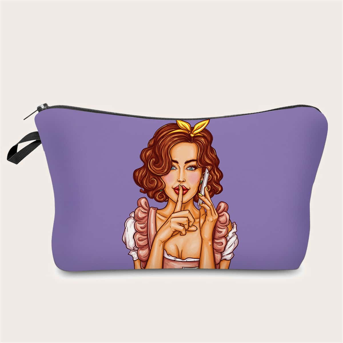 

Girl Print Zipper Makeup Bag, Multicolor