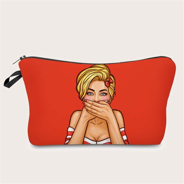 

Girl Print Zipper Makeup Bag, Multicolor