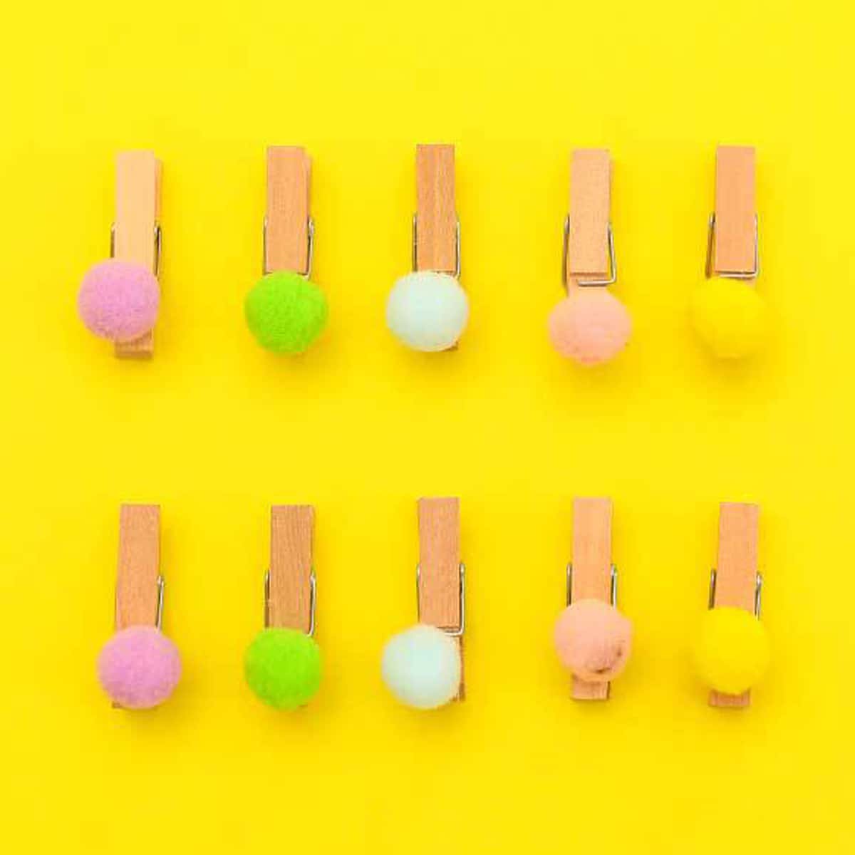

10pcs Pom Pom Wooden Clip & Hemp Rope Set, Multicolor