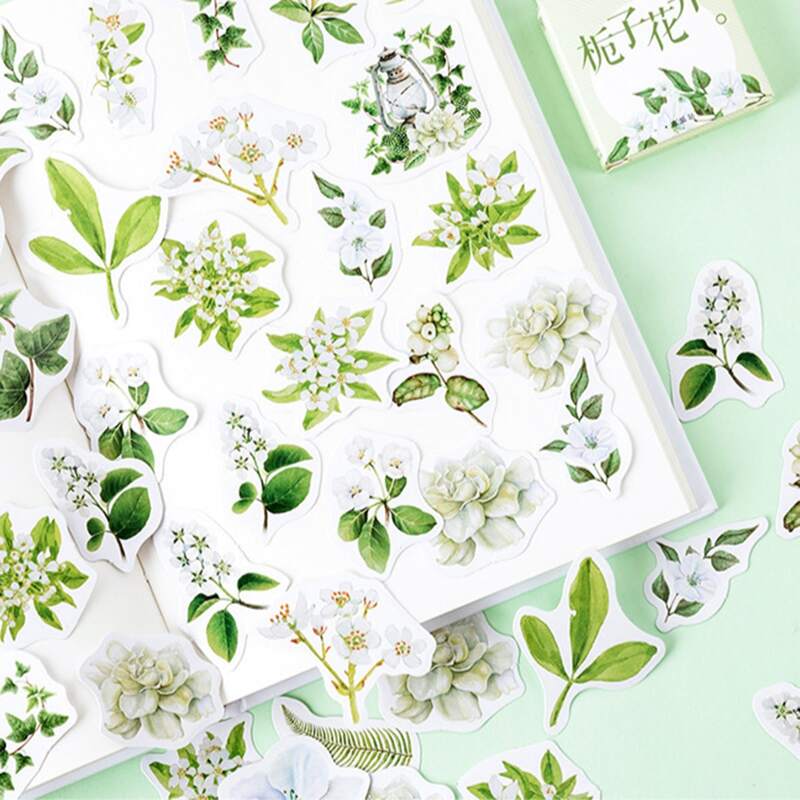 

46pcs Floral Sticker, Green