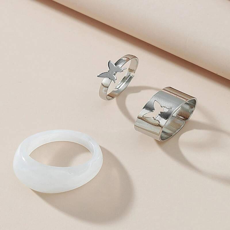

3pcs Butterfly Ring, Silver