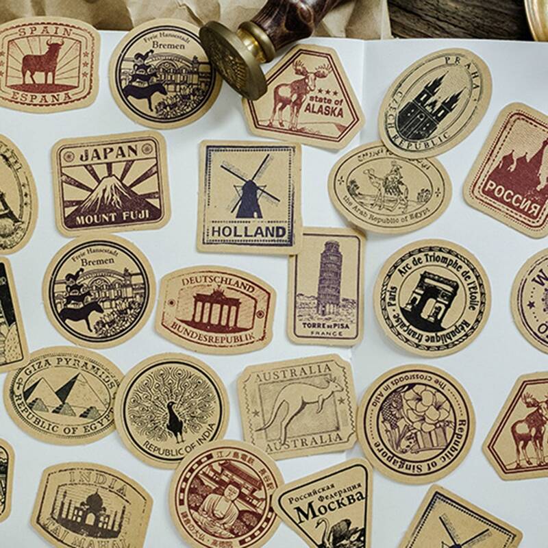 

46pcs Vintage Sticker, Multicolor