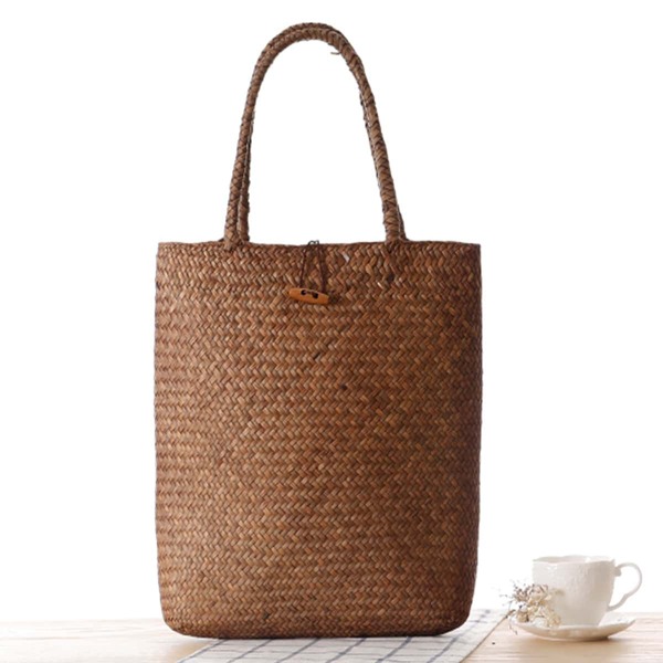

Minimal Straw Design Shoulder Tote Bag, Brown