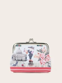 Monedero con cerradura con estampado floral - Blanco - Ver 1