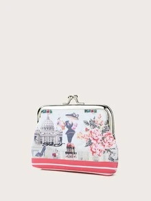 Monedero con cerradura con estampado floral - Blanco - Ver 2