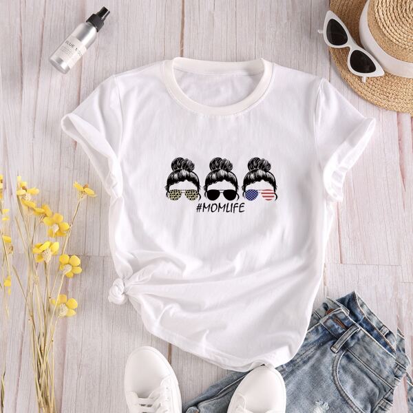 

Figure & Letter Graphic Tee, White