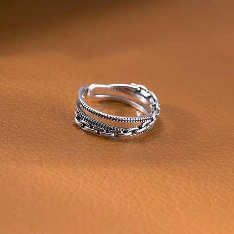 

Chain Cuff Ring, Silver