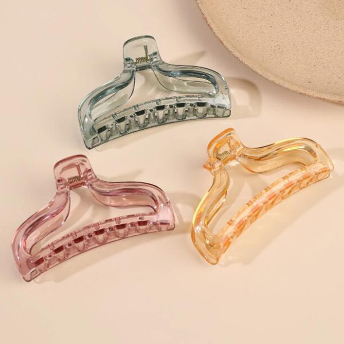 

3pcs Clear Hair Claw, Multicolor