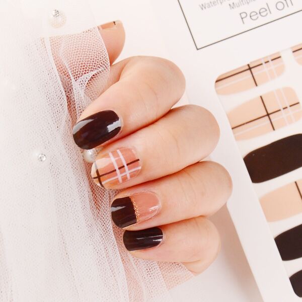 

1sheet Striped Nail Sticker & 1pc Nail File, Multicolor