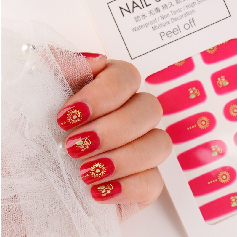 

1sheet Graphic Nail Sticker & 1pc Nail File, Red