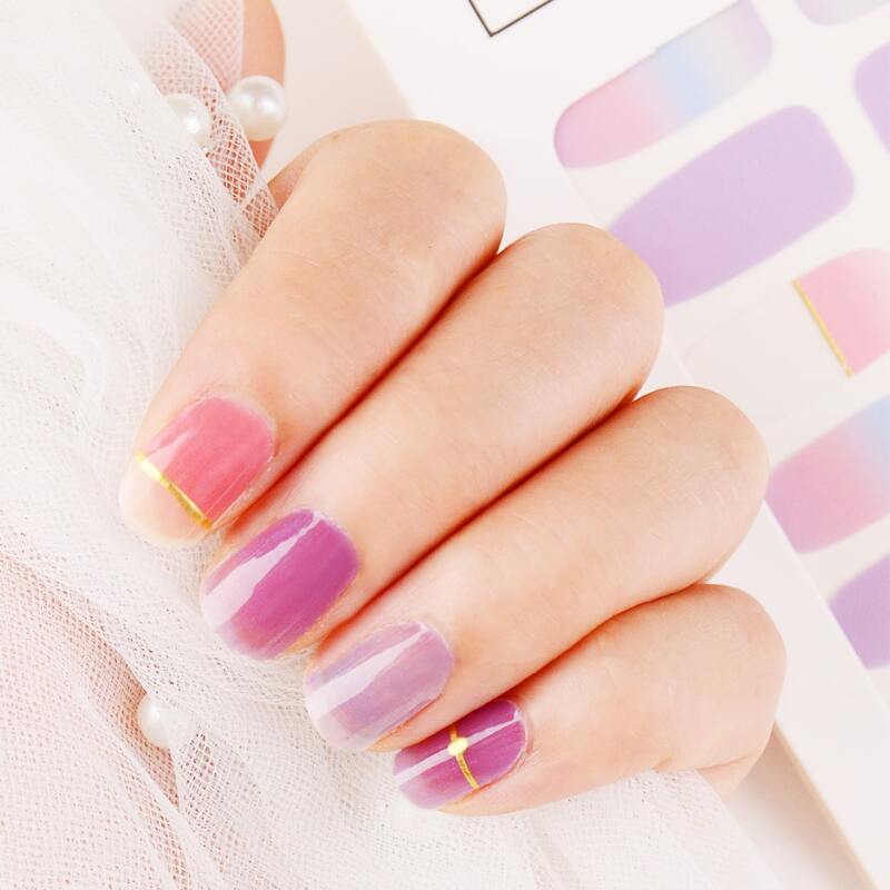

1sheet Ombre Nail Sticker & 1pc Nail File, Purple