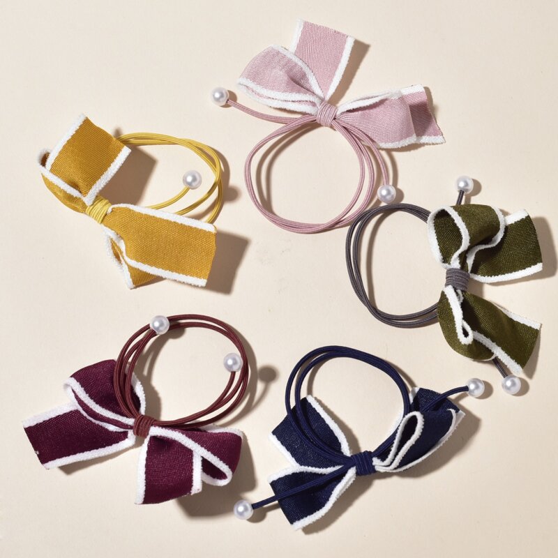

5pcs Bow Decor Hair Tie, Multicolor