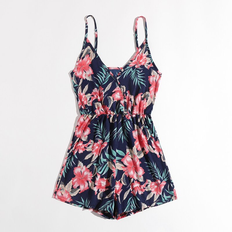 

Floral Print Cami Romper, Multicolor