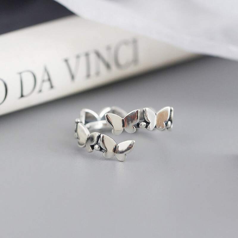

Butterfly Cuff Ring, Antique silver