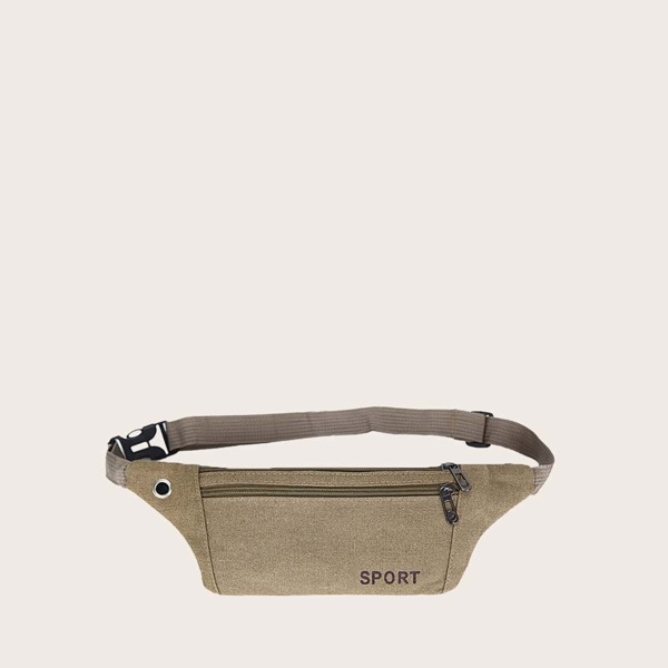 

Men Letter Graphic Fanny Pack, Khaki