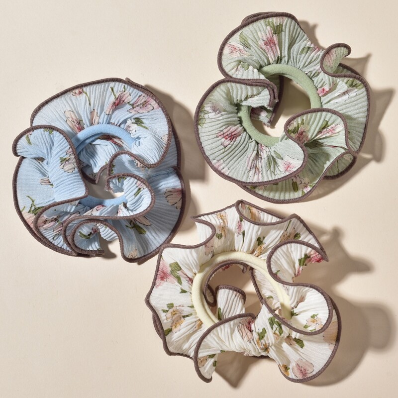 

3pcs Flower Graphic Hair Tie, Multicolor