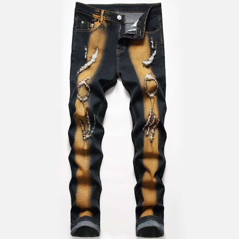 

Guys Graphic Ripped Jeans, Multicolor