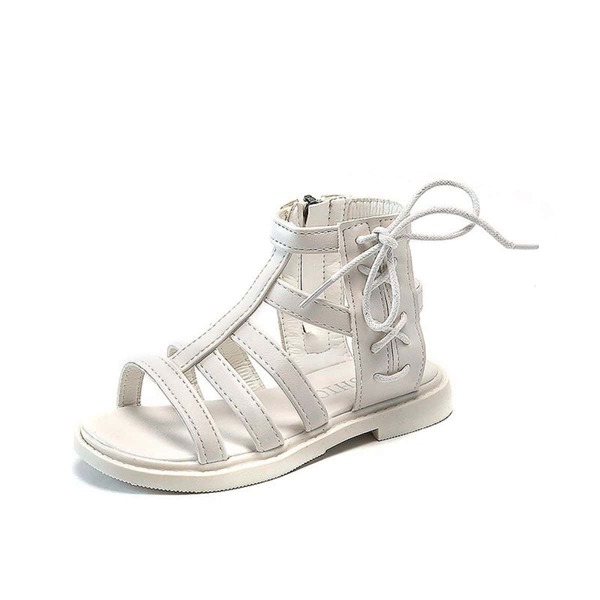 

Toddler Girls Lace Up Decor Gladiator Sandals, White