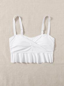 Top bikini con fruncido girante - Blanco - Ver 1