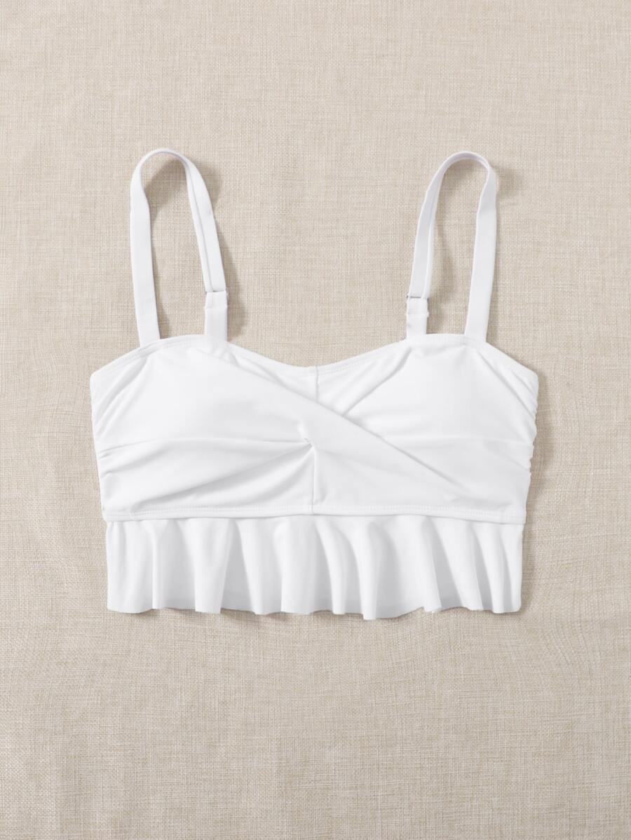 Top bikini con fruncido girante - Blanco - Ver 1