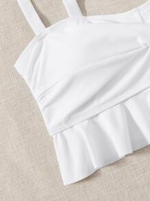 Top bikini con fruncido girante - Blanco - Ver 5