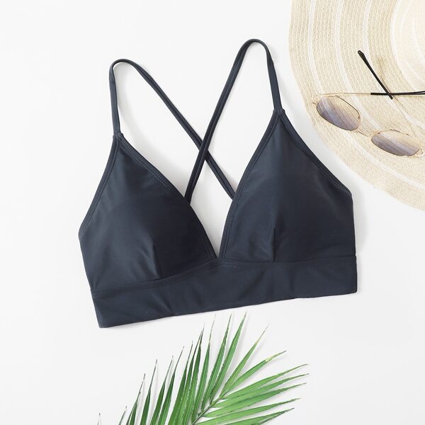 

Adjustable Strap Tankini Top, Black