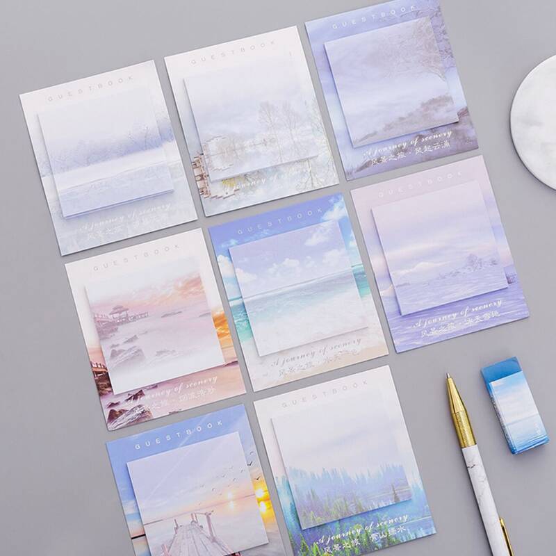 

1pc Random Scenery Sticky Note, Multicolor