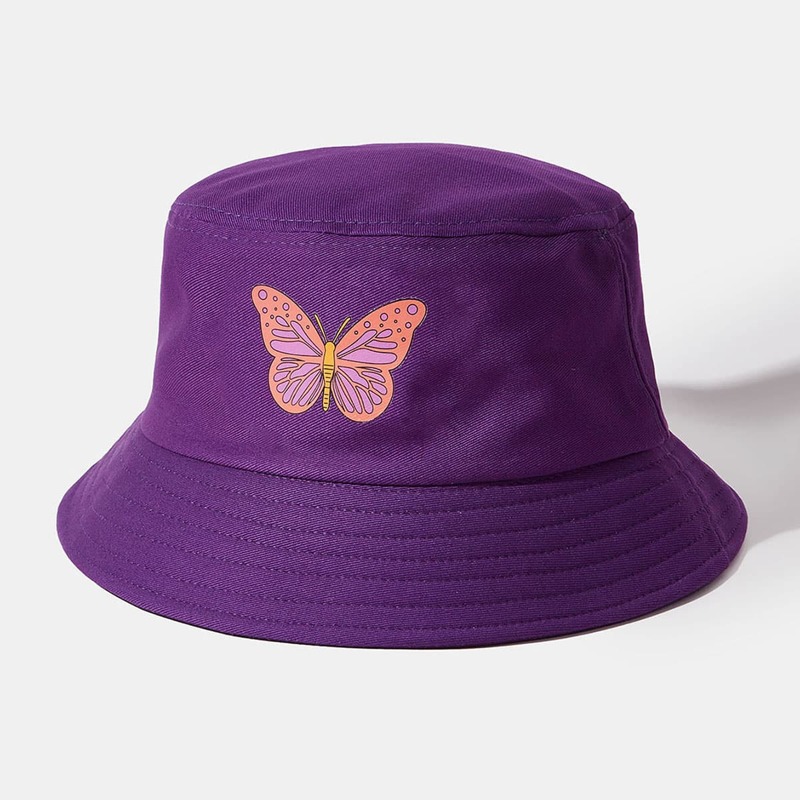

ROMWE X Dancingbananagirldesign Butterfly Bucket Hat, Purple