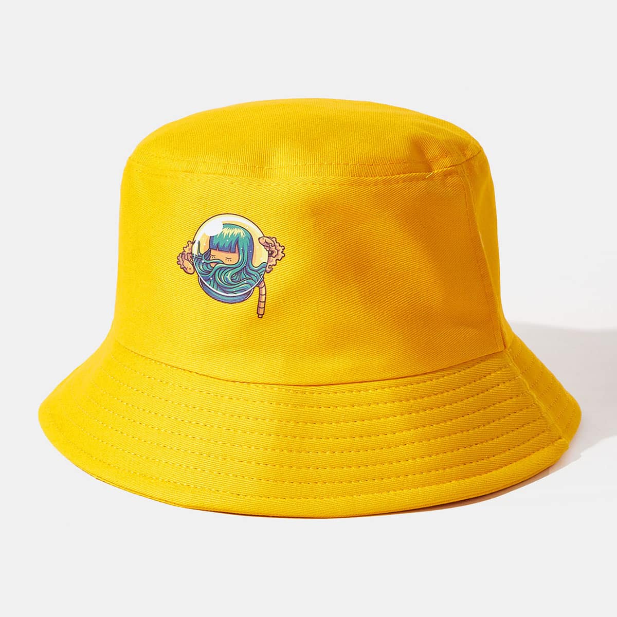 

ROMWE X Anggatantama Figure Bucket Hat, Yellow