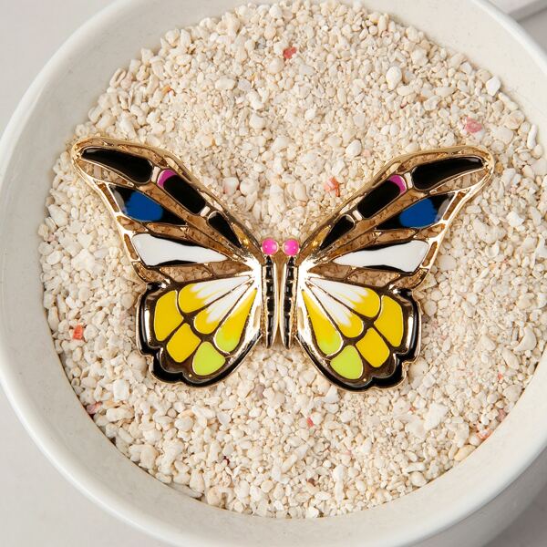 

Multicolored Butterfly Charm Statement Stud Earrings, Gold